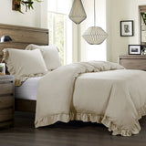 HiEnd Accents Lily Washed Linen Comforter Set FB1947-SK-LT Light Tan Face: 70% Viscose, 30% Linen. Back: 100% Cotton. Filling: 100% polyester 110x96x3