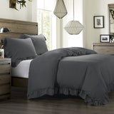 HiEnd Accents Lily Washed Linen Comforter Set FB1947-SK-SL Slate Comforter - Face: 70% viscose, 30% linen; Back: 100% cotton; Fill: 100% polyester. Pillow Sham - 70% viscose, 30% linen. 110x96x3