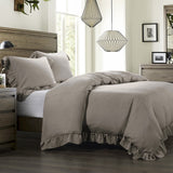 HiEnd Accents Lily Washed Linen Comforter Set FB1947-SK-TP Taupe Face: 70% viscose, 30% linen; Back: 100% cotton; Fill: 100% polyester 110.0 x 96.0