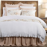 HiEnd Accents Lily Washed Linen Comforter Set FB1947-SK-WH White Comforter - Face: 70% viscose, 30% linen; Back: 100% cotton; Fill: 100% polyester. Pillow Sham - 70% viscose, 30% linen. 110x96x3