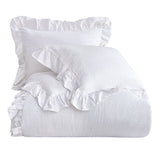 HiEnd Accents Lily Washed Linen Comforter Set FB1947-SK-WH White Comforter - Face: 70% viscose, 30% linen; Back: 100% cotton; Fill: 100% polyester. Pillow Sham - 70% viscose, 30% linen. 110x96x3