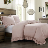 HiEnd Accents Lily Washed Linen Comforter Set FB1947-SQ-BH Blush Face: 70% Viscose, 30% Linen. Back: 100% Cotton. Filling: 100% polyester 92x96x3