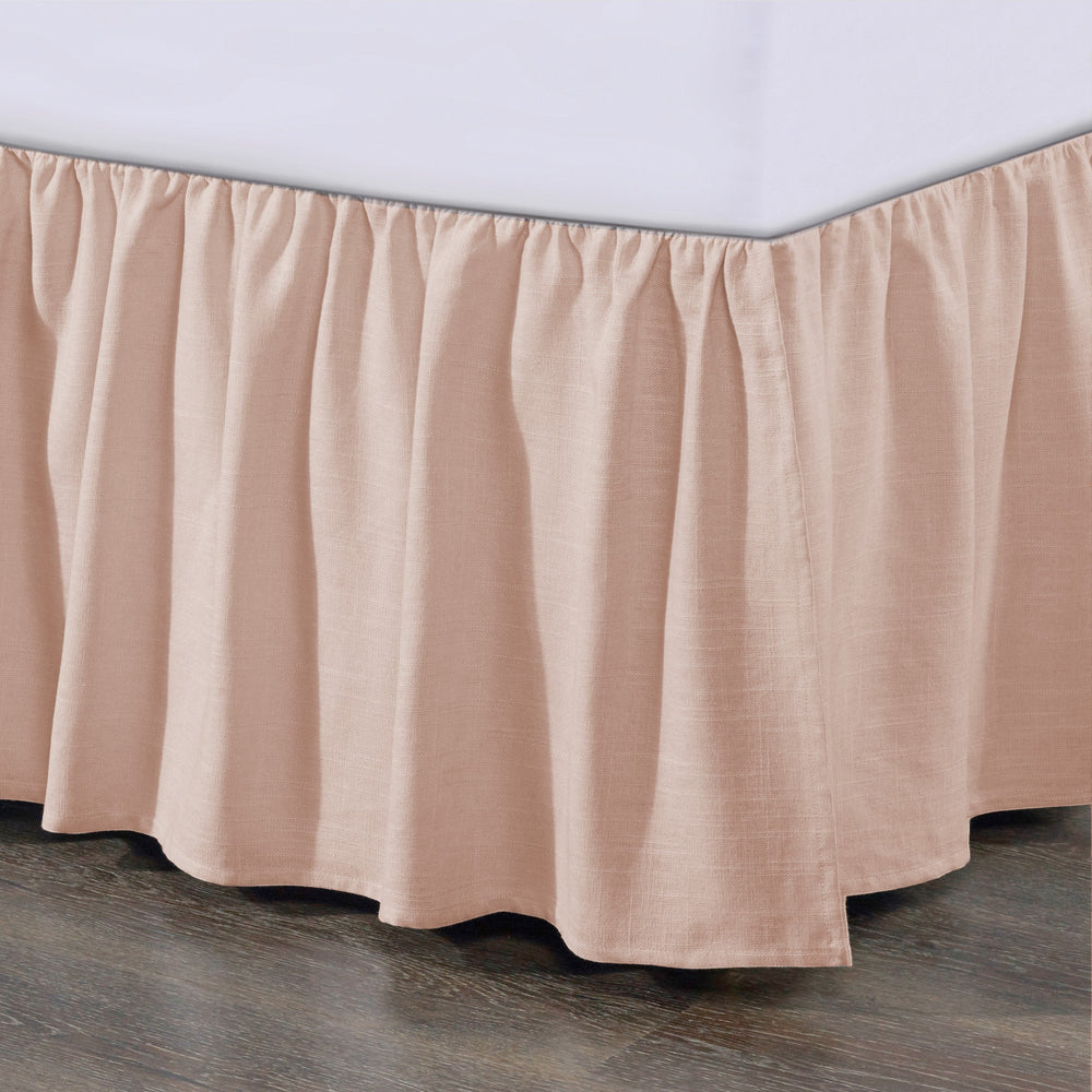 HiEnd Accents Lily Washed Linen Gathered Bed Skirt FB1947BS-KG-BH Blush Skirt: 70% Viscose, 30% Linen, Decking: 100% Polyester 78x80+18