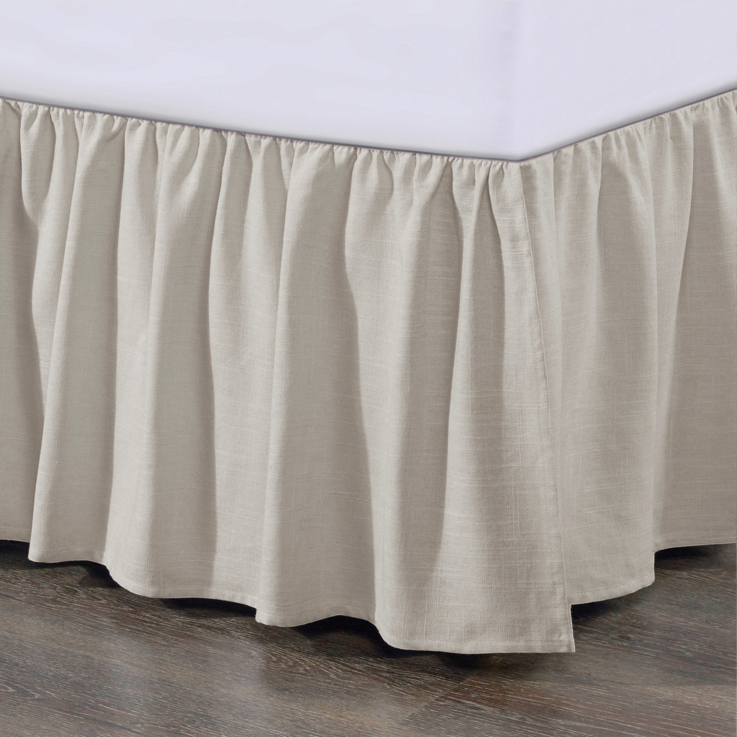HiEnd Accents Gathered White Linen Bed Skirt - Thumbnail 5