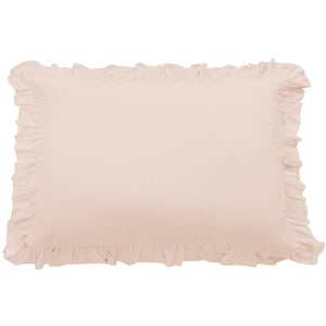 HiEnd Accents Lily Washed Linen Ruffled Dutch Euro Pillow FB1947DE-OS-BH Blush Shell: 70% viscose, 30% linen; Fill: 100% waterfowl feathers 27x39x5