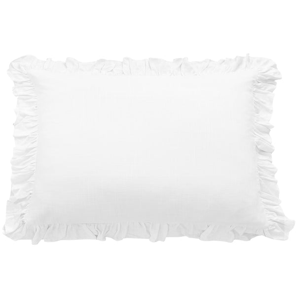 HiEnd Accents Lily Washed Linen Ruffled Dutch Euro Pillow FB1947DE-OS-WH White Shell: 70% viscose, 30% linen; Filli: 100% waterfowl feathers 27x39x5