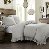 HiEnd Accents Lily Washed Linen Duvet Cover FB1947DU-SK-GY Gray Face: 70% Viscose, 30% Linen. Back:100% Cotton. 110x96x0.1