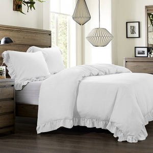 HiEnd Accents Lily Washed Linen Duvet Cover FB1947DU-SQ-WH White Face: 70% viscose, 30% linen; Back: 100% cotton 92x96x0.1