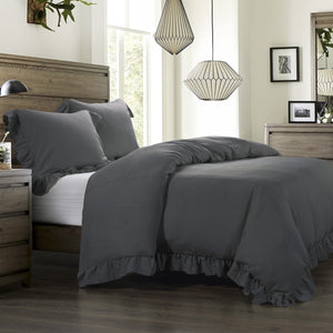 HiEnd Accents Lily Washed Linen Duvet Cover FB1947DU-TW-SL Slate Face: 70% viscose, 30% linen; Back: 100% cotton 68x88