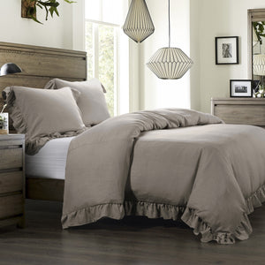 HiEnd Accents Lily Washed Linen Duvet Cover FB1947DU-TW-TP Taupe Face: 70% viscose, 30% linen; Back: 100% cotton 68x88