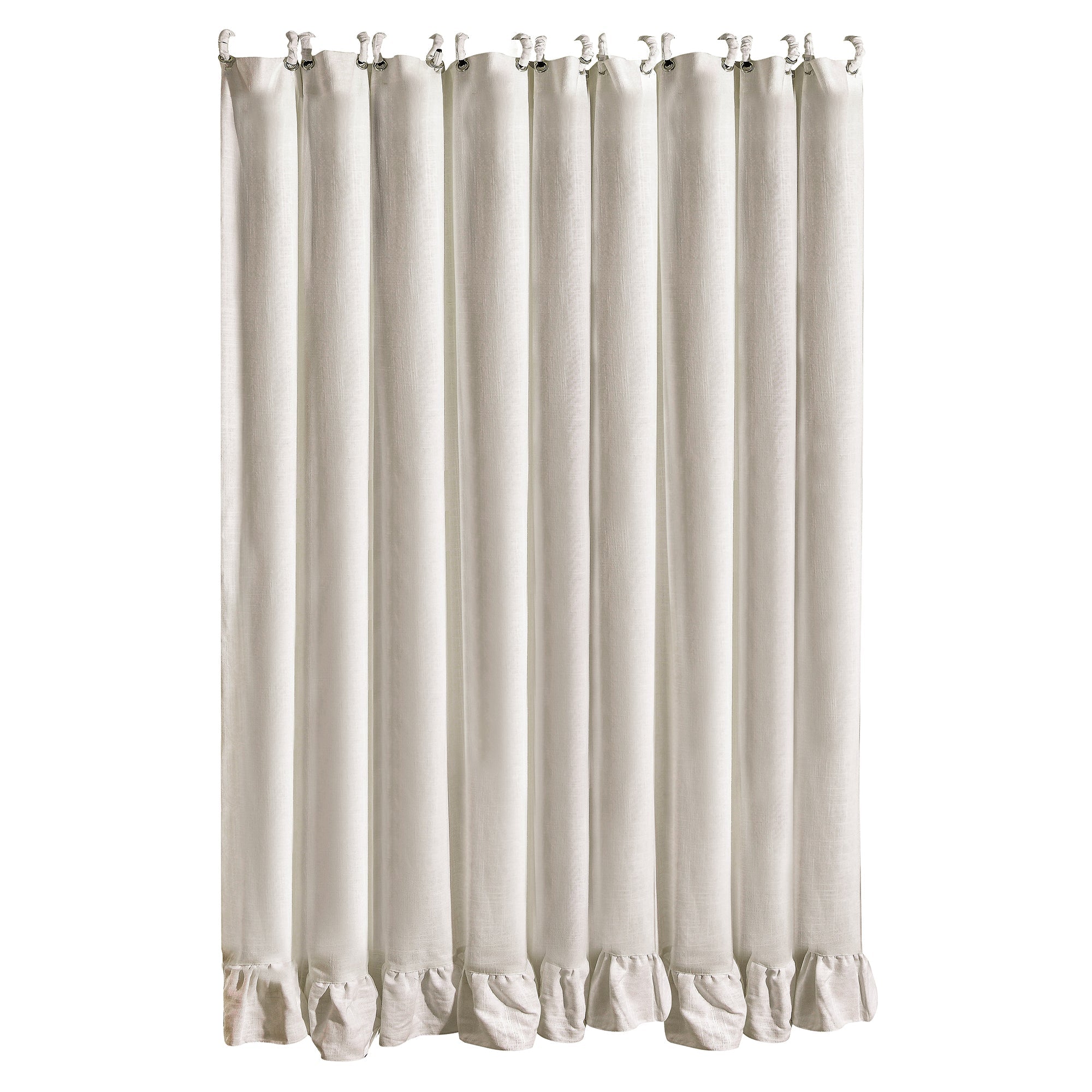 HiEnd Accents Lily Washed Linen Ruffled Shower Curtain - Thumbnail 2
