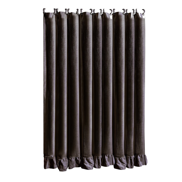 HiEnd Accents Lily Washed Linen Ruffled Shower Curtain FB1947SC-OS-SL Slate 70% Viscose, 30% Linen 72x72x0.3