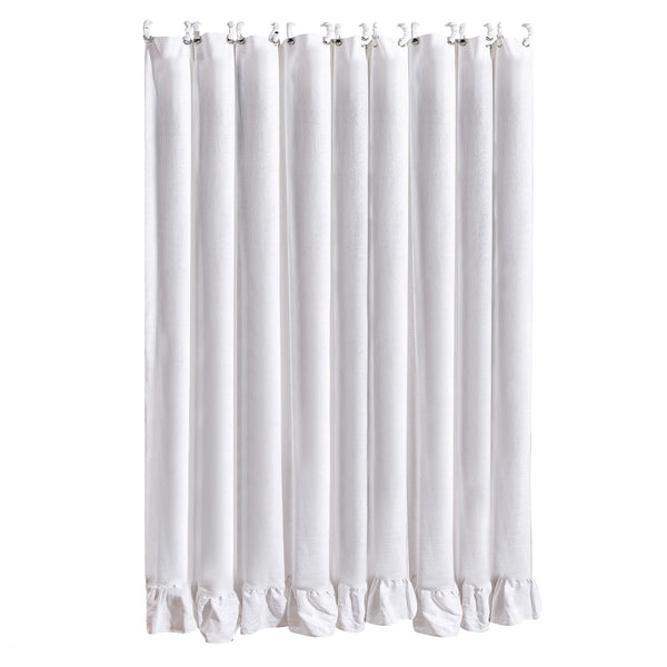 HiEnd Accents Lily Washed Linen Ruffled Shower Curtain FB1947SC-OS-WH White 70% viscose, 30% linen 72x72x0.3
