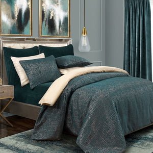 HiEnd Accents Hayworth Comforter Set FB2013-SK-OC Deep Teal/Gold Comforter: Face: 100% Polyester,Back: 100% Cotton, Sham: 100% Polyester 110x96