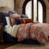 HiEnd Accents Melinda Washed Linen Comforter Set FB2031-SK-OC Red, Navy Face: 70% viscose, 30% linen; Back: 100% cotton; Fill: 100% polyester 110x96x1