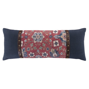 HiEnd Accents Melinda Lumbar Pillow FB2031P4 Red, Navy Shell: 70% viscose, 30% linen; Decoration: 80% polyester, 20% viscose; Fill: 100% waterfowl feathers 14x36x6