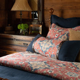 HiEnd Accents Melinda Washed Linen Comforter Set FB2031-SQ-OC Red, Navy Face: 70% viscose, 30% linen; Back: 100% cotton; Fill: 100% polyester 92x96x1