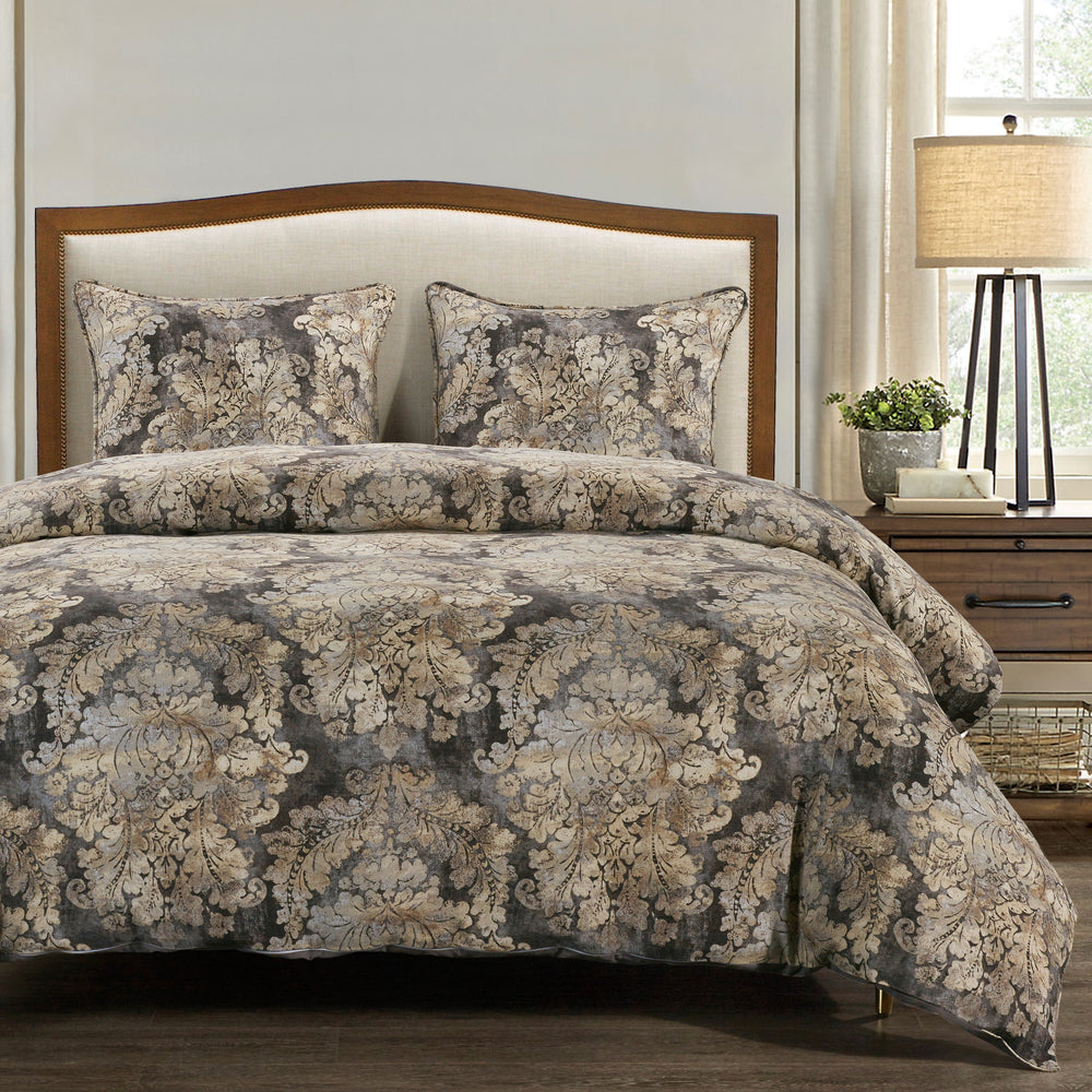 HiEnd Accents Victoria Washed Linen Comforter Set FB2033-SK-OC Multi Color Face: 70% viscose, 30% linen; Back: 100% cotton; Fill: 100% polyester 110x96x1