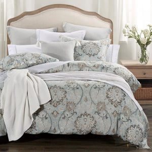 HiEnd Accents Dalia Comforter Set FB2130-SK-LB Light Blue Face: 70% viscose, 30% linen; Back: 100% cotton; Fill: 100% polyester 110x96x1