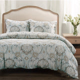 HiEnd Accents Dalia Duvet Cover Set FB2130DS-SQ-LB Light Blue Face: 70% Viscose, 30% Linen, back: 100% Cotton 92x96x1