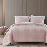 HiEnd Accents Lyocell Quilt FB2135-SQ-BH Blush Face: 100% lyocell; Back: 100% cotton; Fill: 100% polyester 92x96