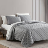 HiEnd Accents Lyocell Quilt FB2135-SK-GY Gray Face: 100% lyocell; Back: 100% cotton; Fill: 100% polyester 110x96