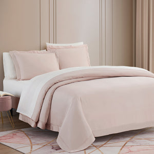 HiEnd Accents Lyocell Duvet Cover Set FB2136DS-SK-BH Blush Duvet Cover - Face: 100% lyocell; Back: 100% cotton; Pillow Sham - Face and Back: 100% lyocell 110x96