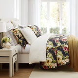 HiEnd Accents Peony Washed Linen Comforter Set FB2212-SK-CL Charcoal Comforter - Face: 70% viscose, 30% linen; Back: 100% cotton; Fill: 100% polyester. Pillow Sham - Face and Back: 70% viscose, 30% linen. 110x96x2