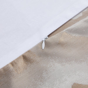 HiEnd Accents Serenity Modern Jacquard Duvet Cover Set FB2232DS-SQ-CN Champagne Duvet Cover - Face: 67% viscose, 33% polyester; Back: 100% cotton. Pillow Sham - Face and Back: 67% viscose, 33% polyester. 92 x 96