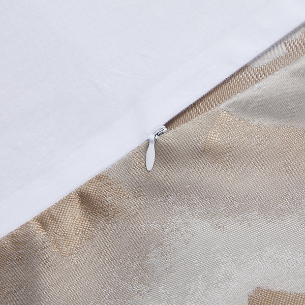 HiEnd Accents Serenity Modern Jacquard Duvet Cover Set FB2232DS-SQ-CN Champagne Duvet Cover - Face: 67% viscose, 33% polyester; Back: 100% cotton. Pillow Sham - Face and Back: 67% viscose, 33% polyester. 92 x 96