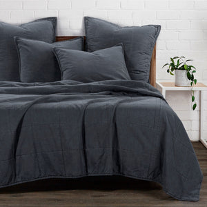 HiEnd Accents Stonewashed Cotton Canvas Coverlet FB3400-FQ-CL Charcoal Face and Back: 100% cotton; Fill: 100% polyester 92 x 96 x 0.5