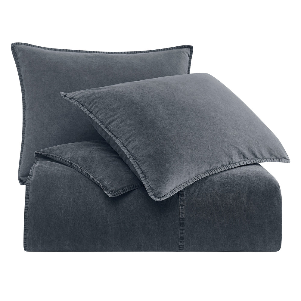HiEnd Accents Stonewashed Cotton Canvas Duvet Cover Set FB3400DS-SK-CL Charcoal 100% cotton 110 x 96