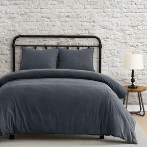 HiEnd Accents Stonewashed Cotton Canvas Duvet Cover Set FB3400DS-SQ-CL Charcoal 100% cotton 92 x 96
