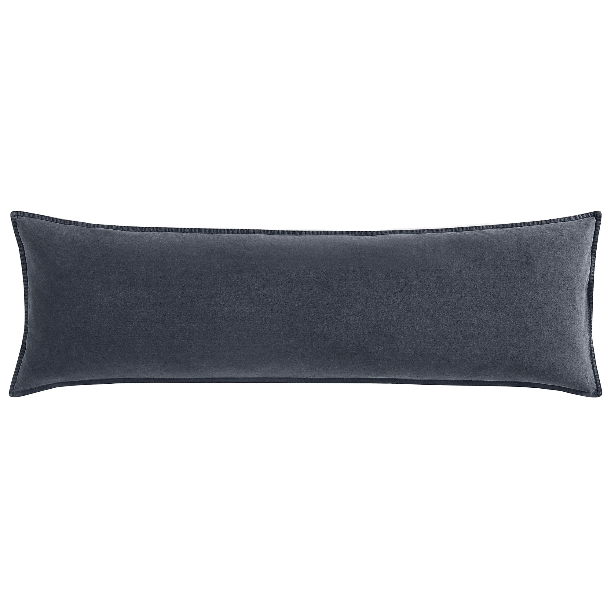 Stonewashed Cotton Canvas Long Lumbar Pillow