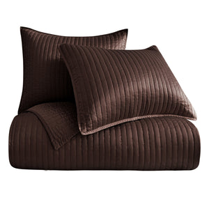 HiEnd Accents Satin Channel Quilt Set FB3500-TW-CH Brown Face: 100% Polyester. Back: 100% Polyester. Filling: 100% Polyester 68x88x1