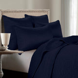 HiEnd Accents Satin Channel Quilt Set FB3500-FQ-BL Navy Blue Face: 100% Polyester. Back: 100% Polyester. Filling: 100% Polyester 92x96x1