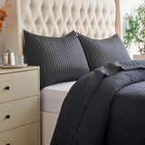HiEnd Accents Satin Channel Quilt Set FB3500-KG-BK Black Face and Back: 100% polyester; Fill: 100% polyester 110 x 96 x 0.5