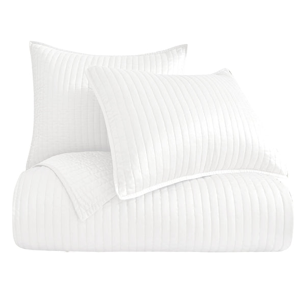 HiEnd Accents Satin Channel Quilt Set FB3500-TW-WH White Face and Back: 100% polyester; Fill: 100% polyester 68x88x1