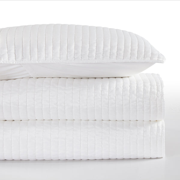 HiEnd Accents Satin Channel Quilt Set FB3500-TW-WH White Face and Back: 100% polyester; Fill: 100% polyester 68x88x1