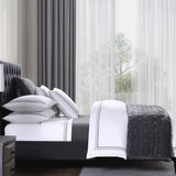 HiEnd Accents Embroidered Border Sheet Set FB3521-SQ-GY White, Gray 100% cotton 90 x 102 x 0.3