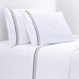 HiEnd Accents Embroidered Border Sheet Set FB3521-SQ-BK White, Black 100% cotton 90x102x0.3