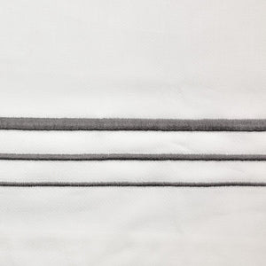 HiEnd Accents Embroidered Border Sheet Set FB3521-SQ-GY White, Gray 100% cotton 90 x 102 x 0.3