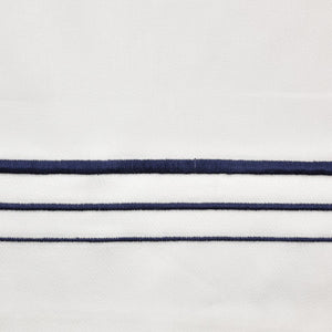 HiEnd Accents Embroidered Border Sheet Set FB3521-SQ-NA White, Navy 100% cotton 90 x 102 x 0.3