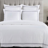 HiEnd Accents Embroidered Border Duvet Cover Set FB3521DS-SQ-GY White, Gray 100% cotton 92 x 96 x 0.5