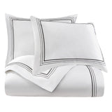 HiEnd Accents Embroidered Border Duvet Cover Set FB3521DS-SQ-GY White, Gray 100% cotton 92 x 96 x 0.5