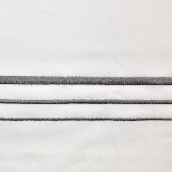 HiEnd Accents Embroidered Border Duvet Cover Set FB3521DS-SQ-GY White, Gray 100% cotton 92 x 96 x 0.5