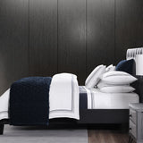 HiEnd Accents Embroidered Border Duvet Cover Set FB3521DS-TW-NA White, Navy 100% cotton 68x88