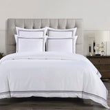 HiEnd Accents Embroidered Border Duvet Cover Set FB3521DS-SK-BK White, Black 100% cotton 110x96x0.5