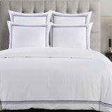 HiEnd Accents Embroidered Border Duvet Cover Set FB3521DS-SK-NA White, Navy 100% cotton 110 x 96 x 0.5