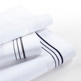 HiEnd Accents Embroidered Border Duvet Cover Set FB3521DS-TW-NA White, Navy 100% cotton 68x88